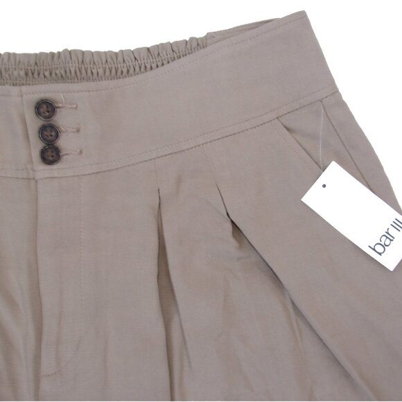 BAR III PETITE Pleated High Rise Wide Leg Pants/Smock Back Waist Brown 14P NWT - Picture 2 of 3